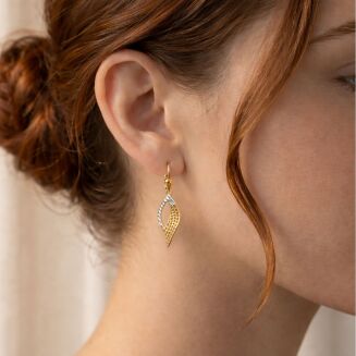 Kolczyki złote 585 ażurowe dwukolorowe - 2