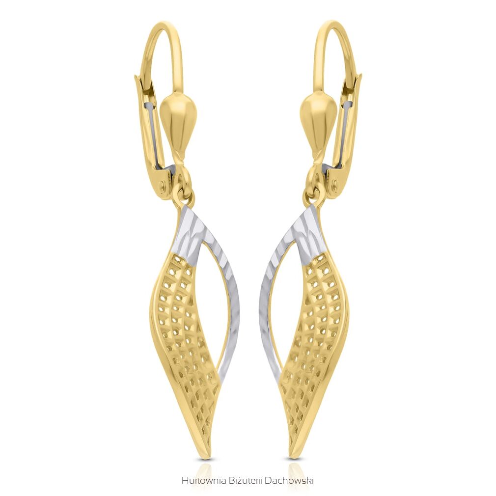 Kolczyki złote 585 ażurowe dwukolorowe