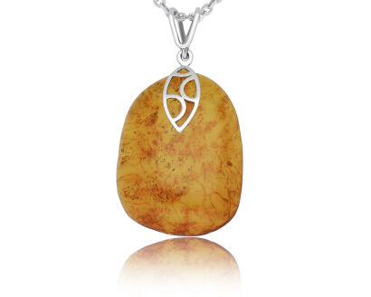 Zawieszka srebrna z naturalnym bursztynem pr.925