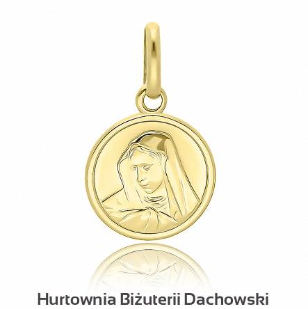 Medalik złoty okrągły Matka Boska Bolesna