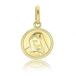 Medalik złoty okrągły Matka Boska Bolesna