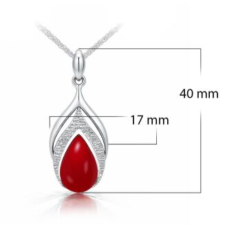 Zawieszka srebrna 925 z koralem wisiorek łezka - 3