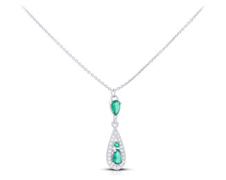 Naszyjnik srebrny z zielonymi cyrkoniami pr.925 - 3