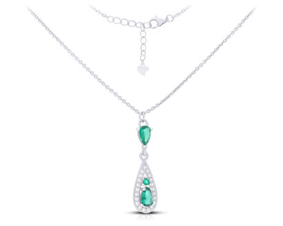 Naszyjnik srebrny z zielonymi cyrkoniami pr.925