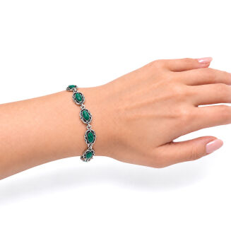 Bransoletka srebro 925 Malachit Srebrny Ornament - 2
