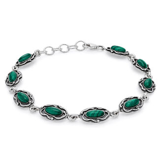Bransoletka srebro 925 Malachit Srebrny Ornament - 3