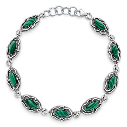Bransoletka srebro 925 Malachit Srebrny Ornament