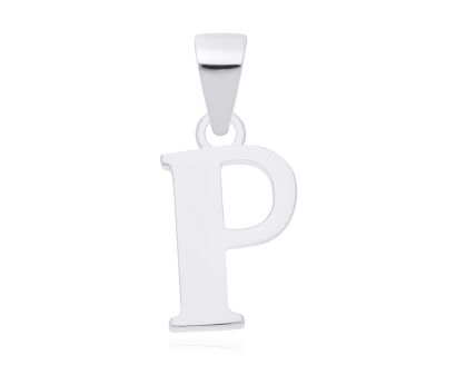 Srebrna literka P gładka zawieszka pr.925