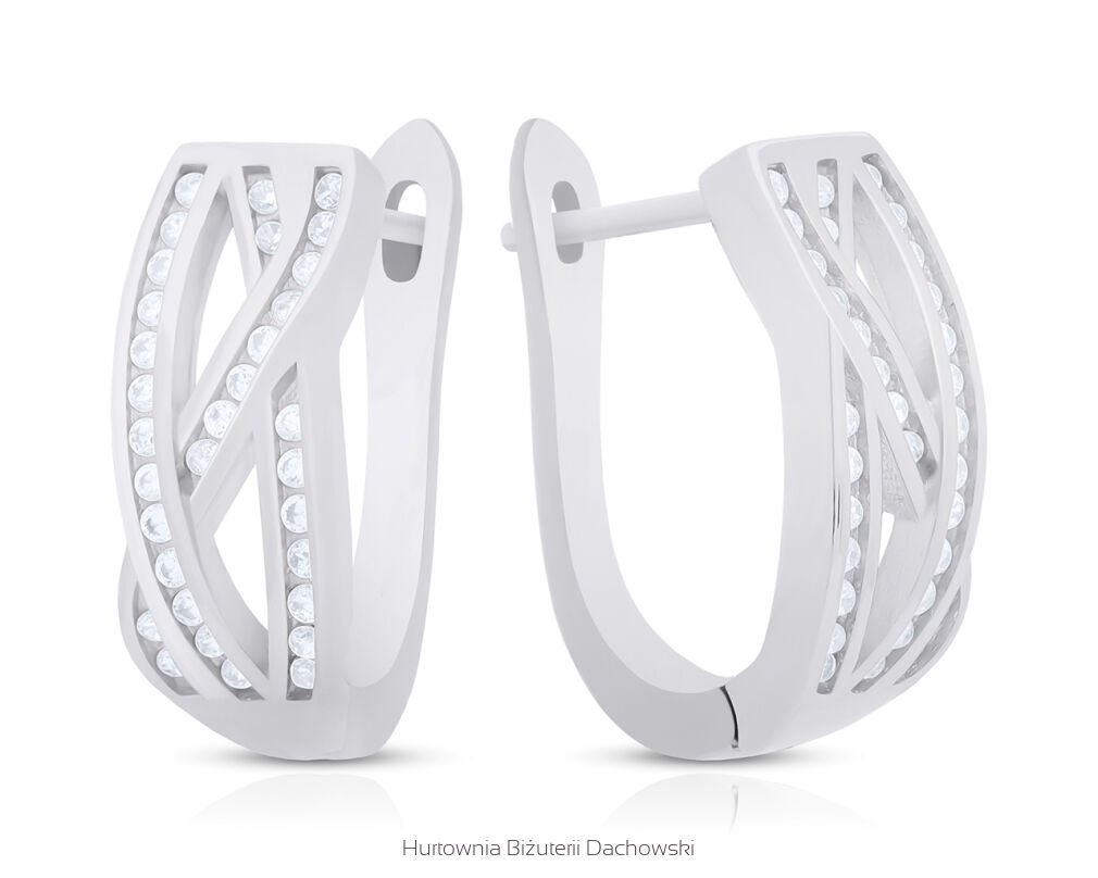 Kolczyki srebrne z cyrkoniami angielskie pr.925