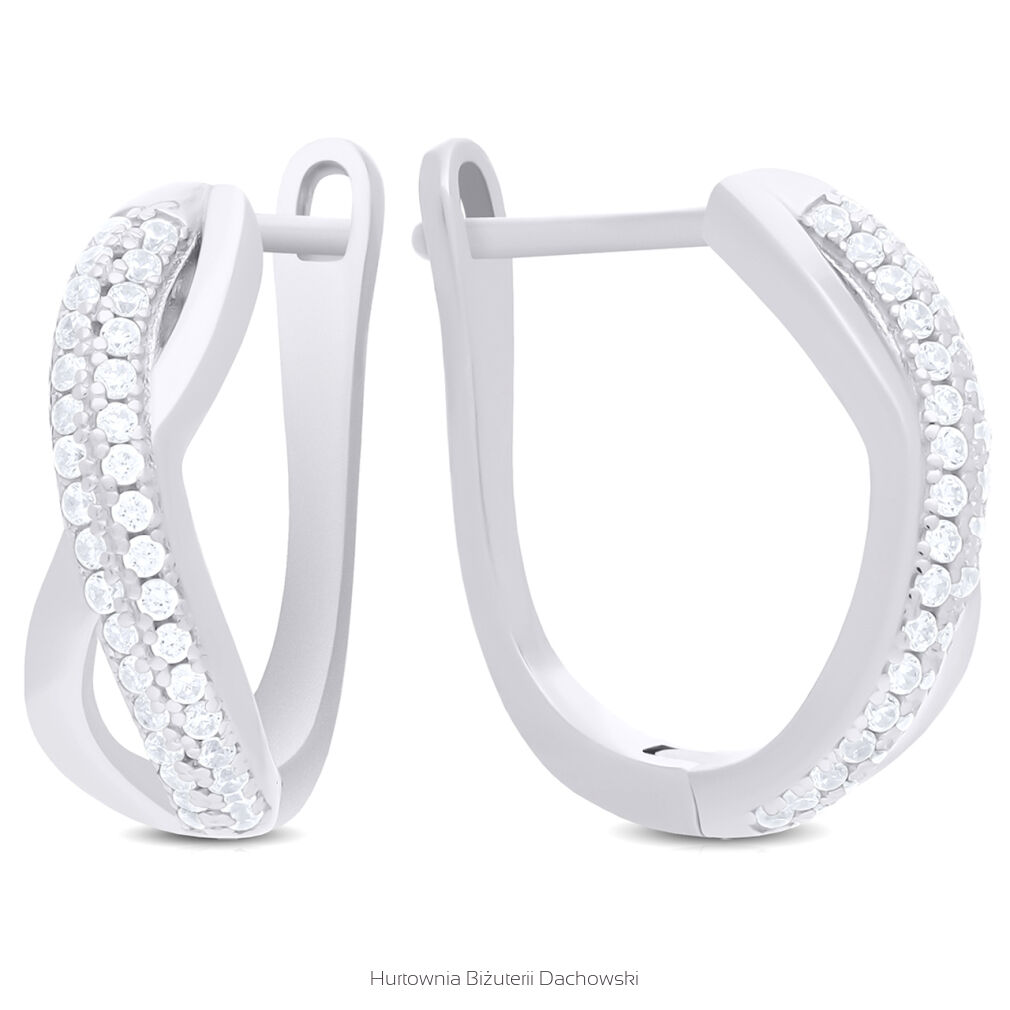 Kolczyki srebrne angielskie zapięcie cyrkonie 925