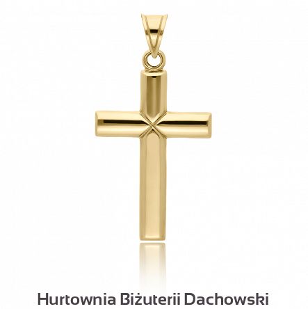 Krzyżyk złoty z delikatnym zdobieniem