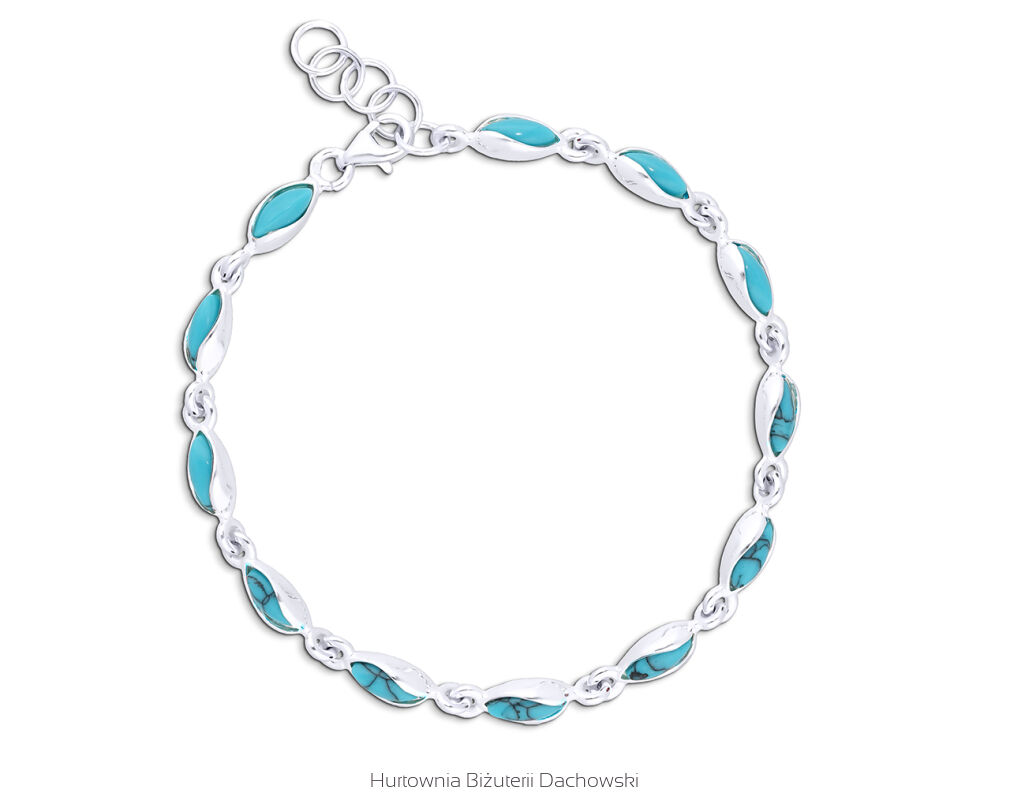 Bransoletka srebrna z turkusami