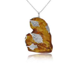 Zawieszka srebrna z naturalnym bursztynem pr.925 - 3