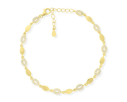 Bransoletka srebrna pozłacana z cyrkoniami pr.925