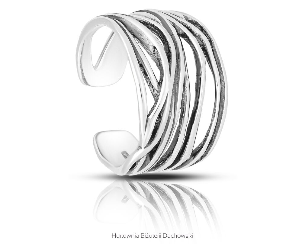 Pierścionek srebrny regulowany szeroki pr.925