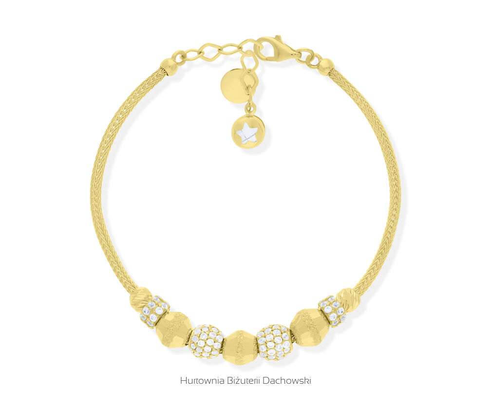 Bransoletka złota 585 z cyrkoniami