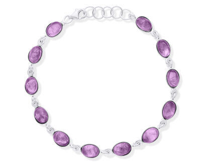 Bransoletka srebrna z naturalnym ametystem