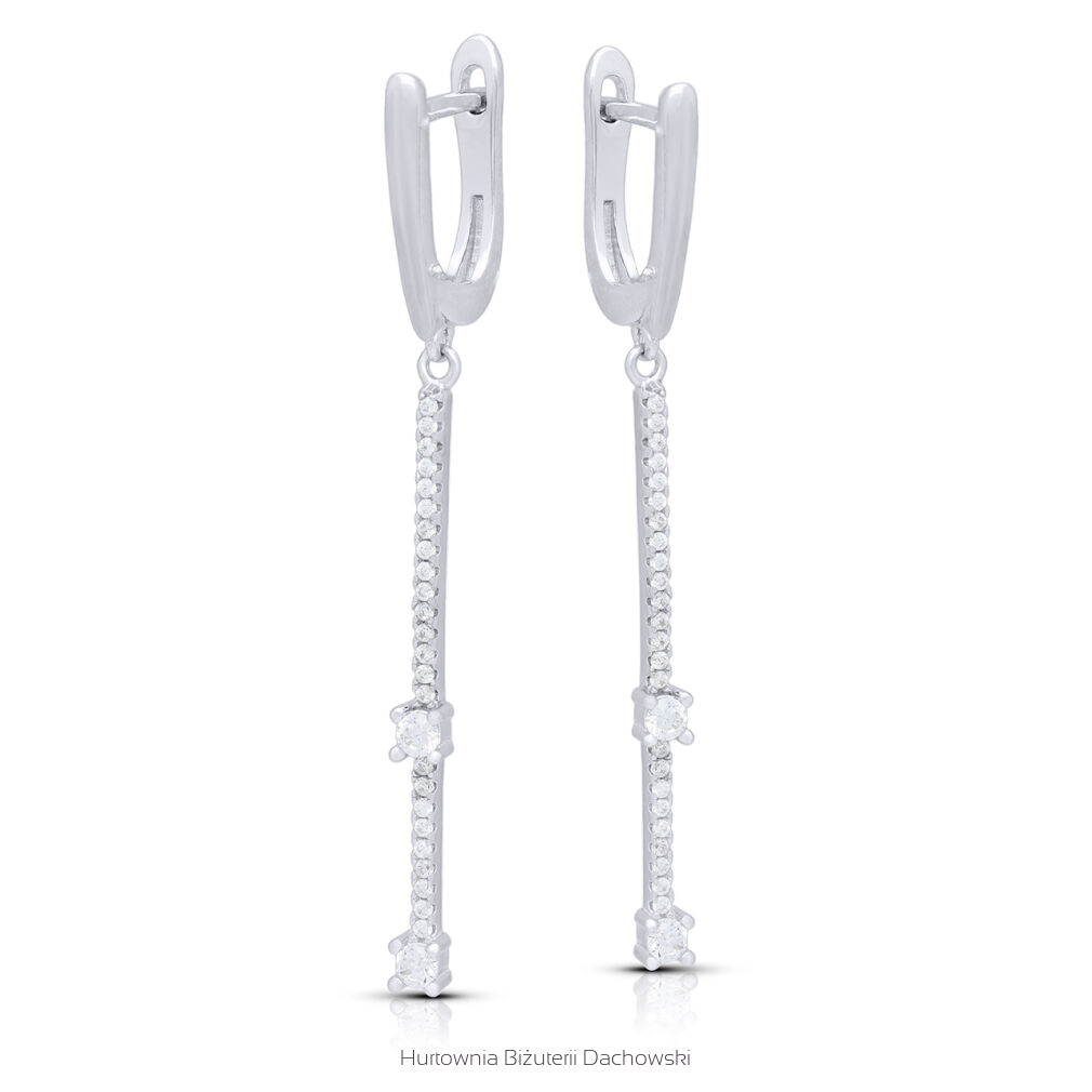 Długie kolczyki wiszące srebrne 925 z cyrkoniami