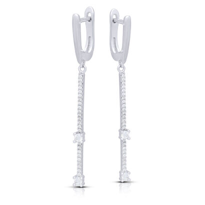 Długie kolczyki wiszące srebrne 925 z cyrkoniami