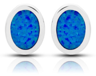 Kolczyki srebrne z opalem niebieskim pr.925 - 2