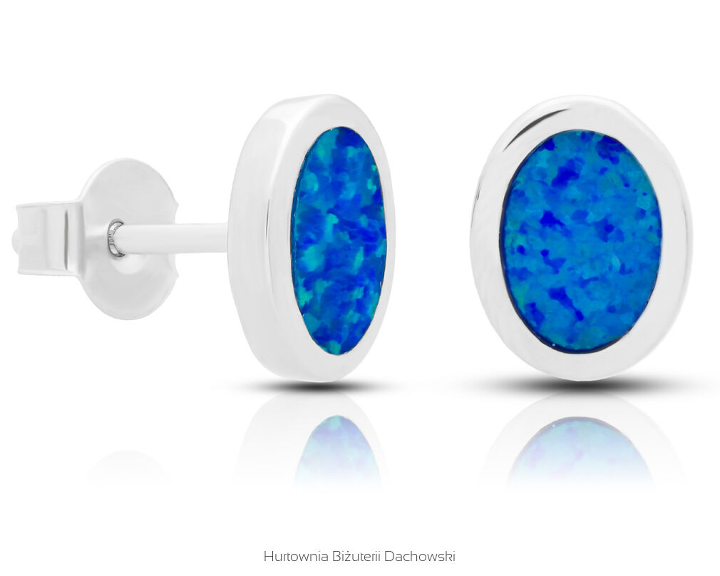 Kolczyki srebrne z opalem niebieskim pr.925