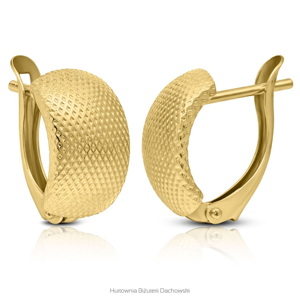 Kolczyki złote 585 półokrągłe fakturowane