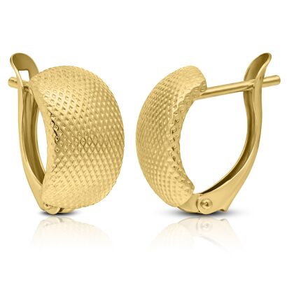 Kolczyki złote 585 półokrągłe fakturowane