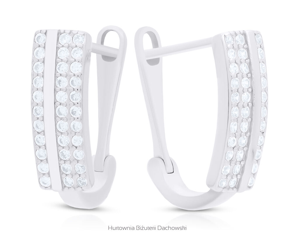 Kolczyki srebrne angielskie z cyrkoniami pr.925