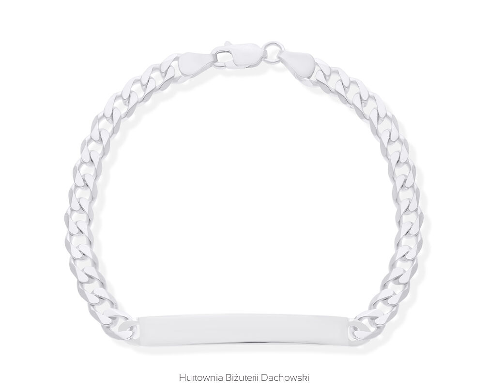 Branoletka srebrna męska z blaszką pod grawer