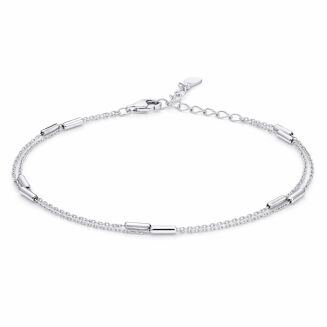 Bransoletka srebrna 925 podwójny łańcuszek tuby - 3