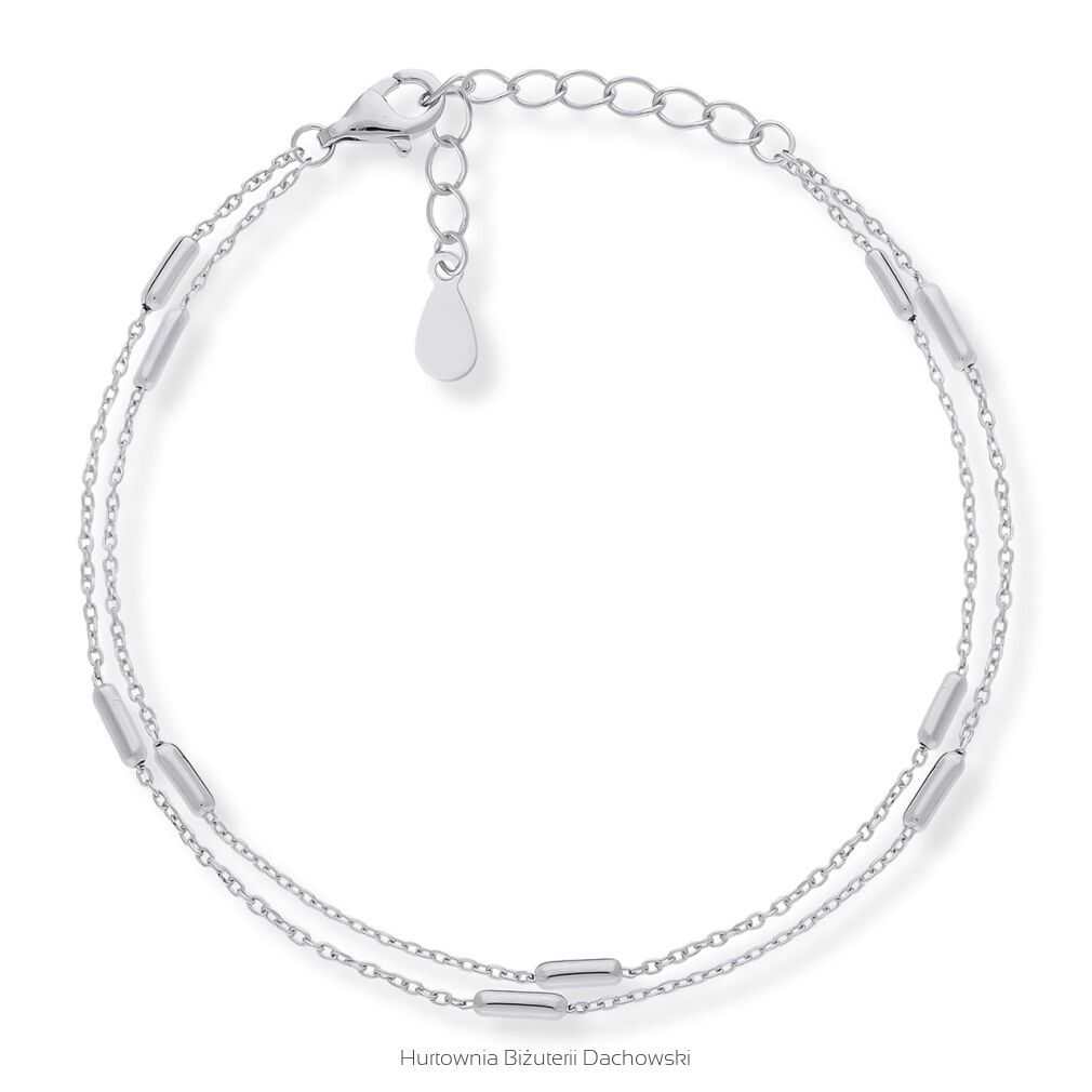 Bransoletka srebrna 925 podwójny łańcuszek tuby