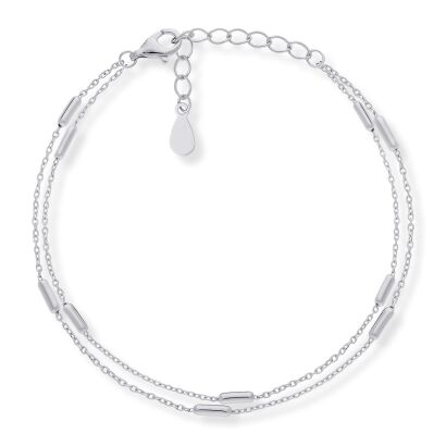 Bransoletka srebrna 925 podwójny łańcuszek tuby