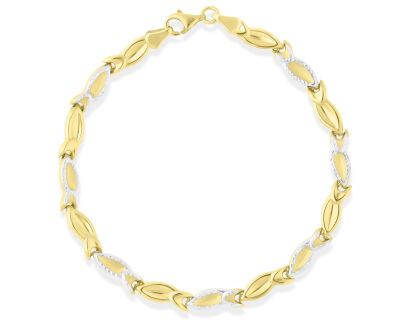 Złota bransoletka szeroka dwa kolory złota 585