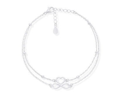 Bransoletka srebrna z sercem i infiniti podwójna