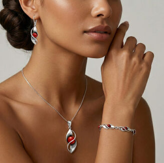 Bransoletka srebrna 925 z koralem Czerwony koral - 2