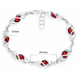 Bransoletka srebrna 925 z koralem Czerwony koral - 3