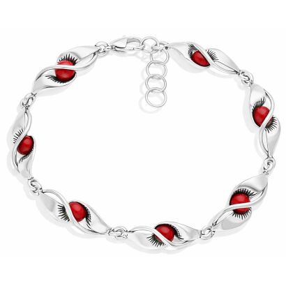 Bransoletka srebrna 925 z koralem Czerwony koral