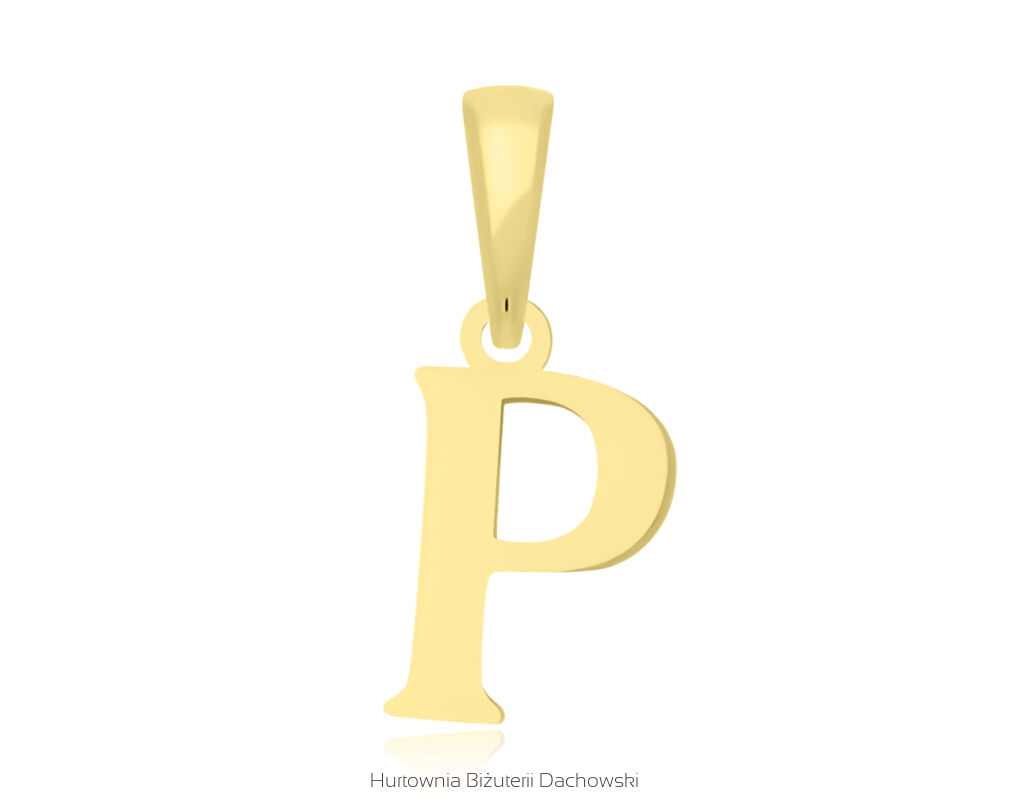Złota literka P zawieszka gładka pr.585