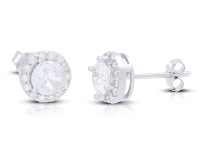 Kolczyki srebrne okrągłe cyrkonie sztyfty pr.925