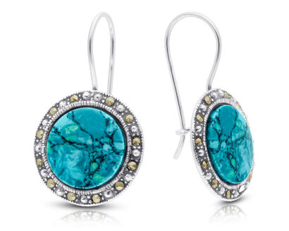 Kolczyki srebrne z chryzokolą i markazytami