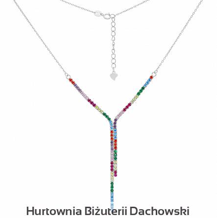 Naszyjnik srebrny krawatka kolorowe kamienie