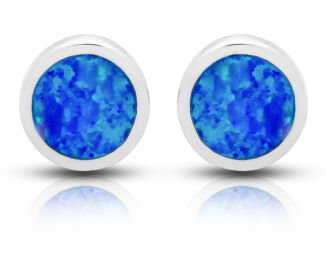 Kolczyki srebrne z opalem niebieskim sztyfty 925 - 2
