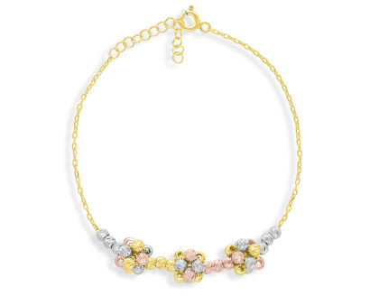 Bransoletka srebrna złocona diamentowane kulki