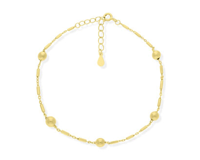 Bransoletka srebrna pozłacana gładkie kulki pr.925