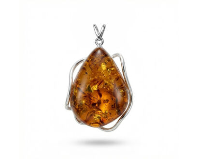 Zawieszka srebrna z bursztynem elegancka biżuter