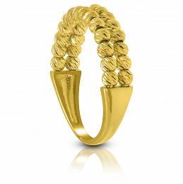 Złoty pierścionek z diamentowanymi kuleczkami