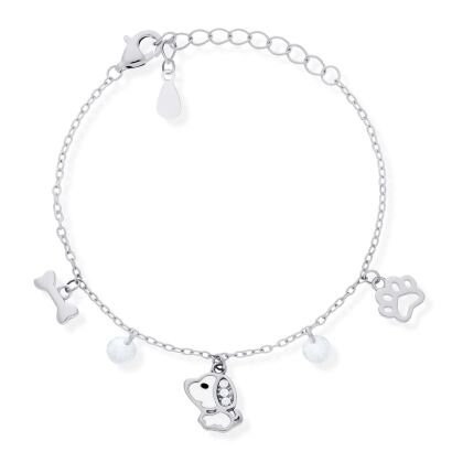 Bransoletka srebrna 925 piesek łapka kostka