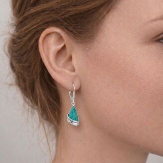 Kolczyki srebrne 925 z chryzokolą nowoczesne - 2
