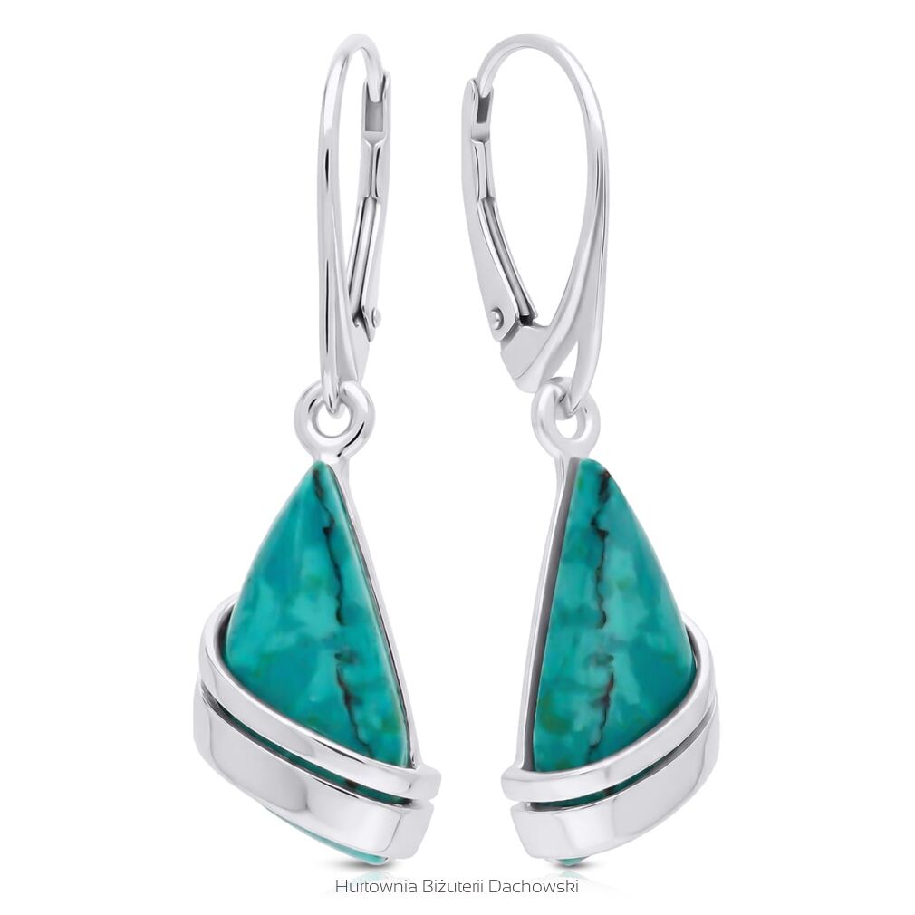 Kolczyki srebrne 925 z chryzokolą nowoczesne