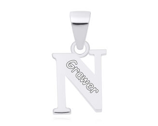 Srebrna literka N gładka zawieszka pr.925 - 4